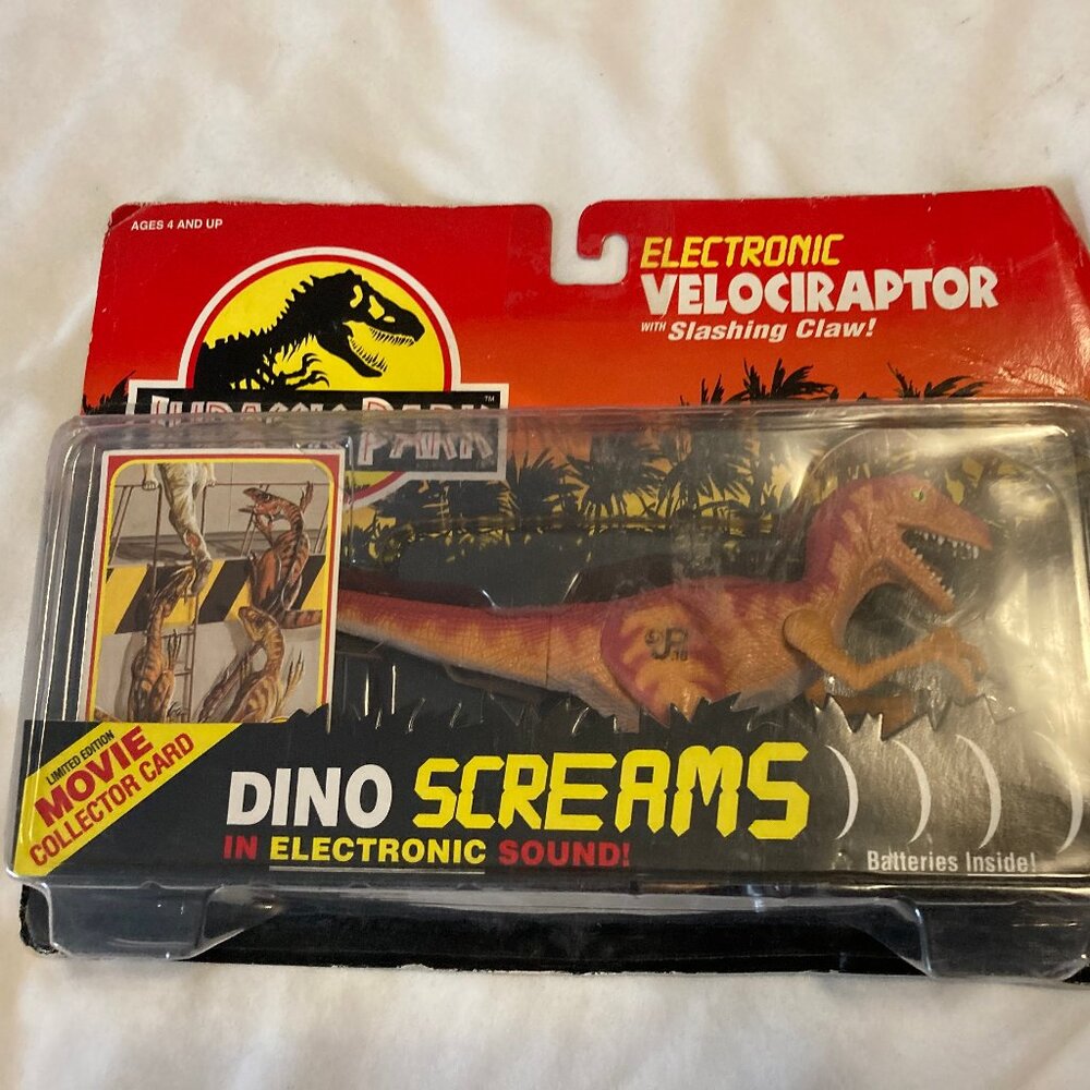 Vintage Jurassic Park Dino Screams electronic velociraptor. Collectors item.